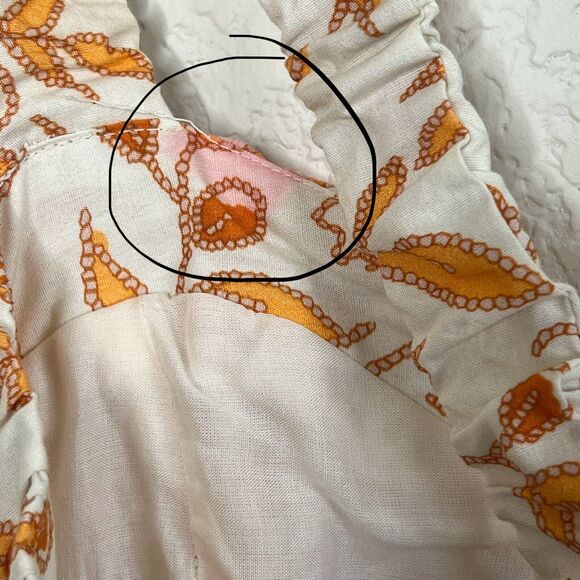 Anthropologie Maeve Orange Cream Floral Sweetheart Mini Smocked Dress Small i23 - Picture 8 of 11